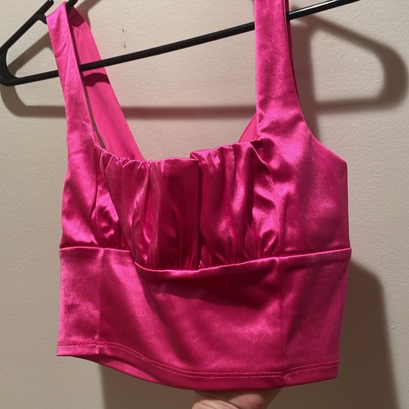 Forever 21 Hot Pink Ruched Front Cropped Tank Top - Picture 3 of 5